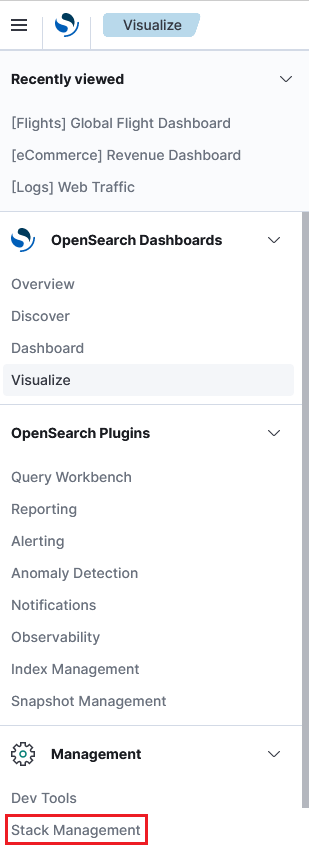 Stack management menu