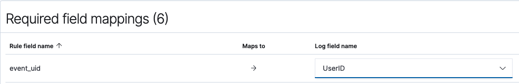 Rule and log field mapping example