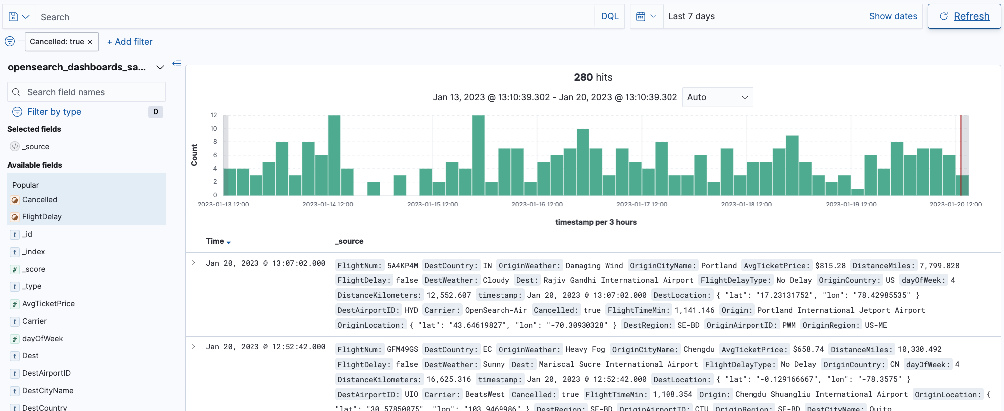 Filtering data interface
