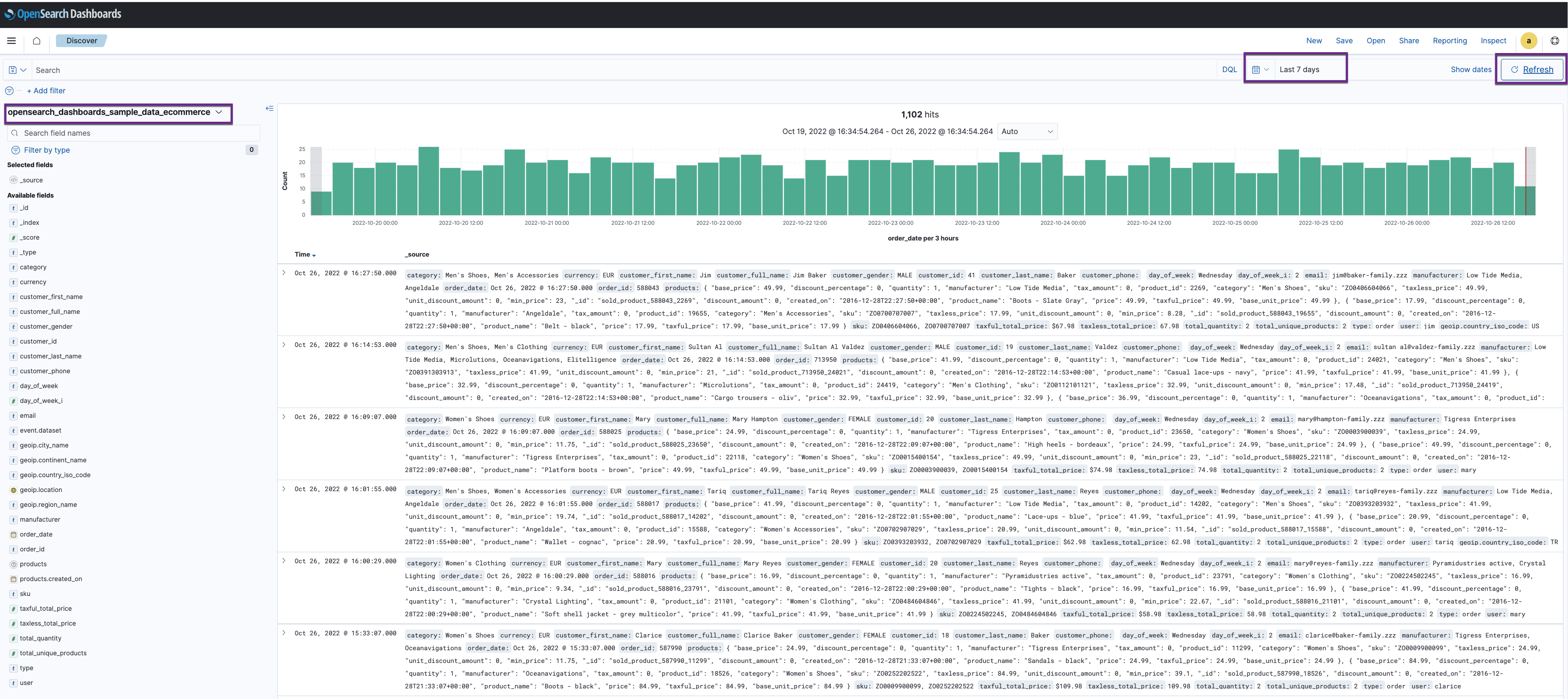 Time filter user interface