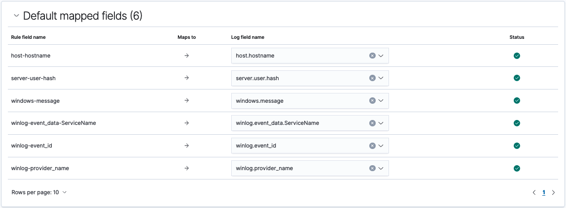 Field mapping example for pending mappings