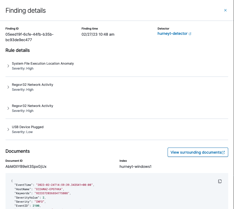 Finding details pane