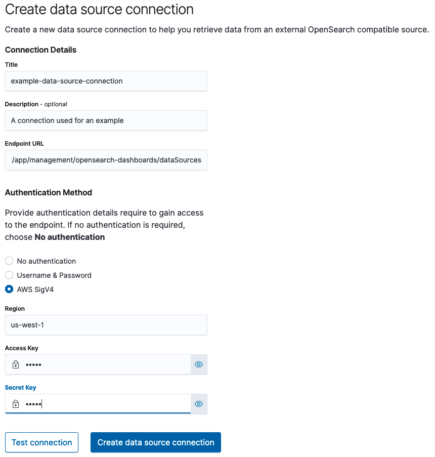 Create a data source connection user interface
