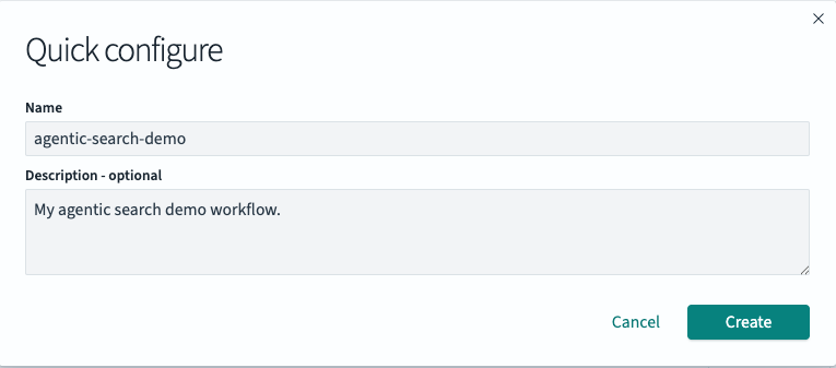 Quick configure modal