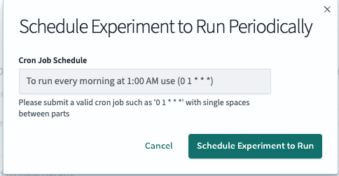 Setting the schedule of how often to run