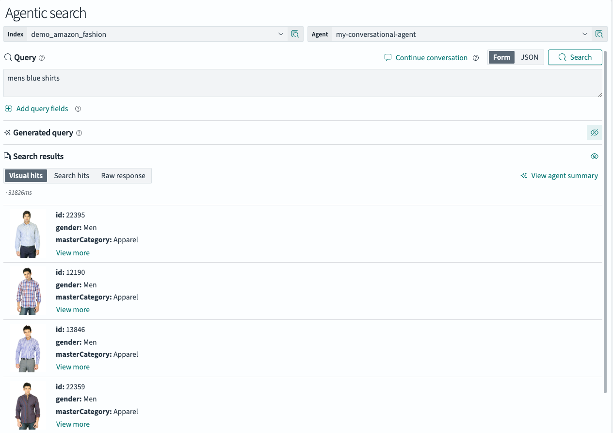 Agentic search results