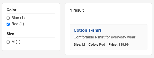 Faceted search results exclude filtering