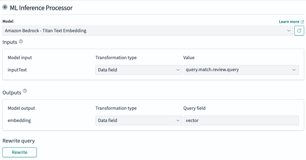 Transform query