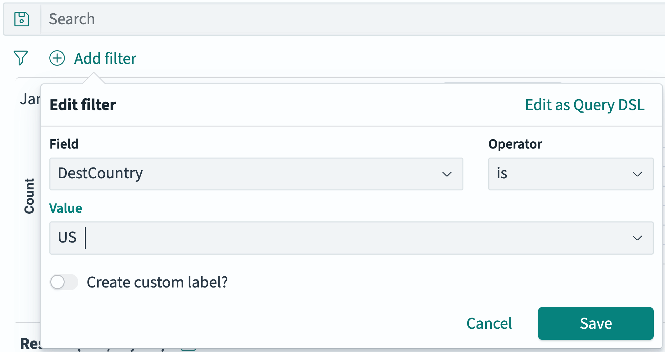 Edit filter popover