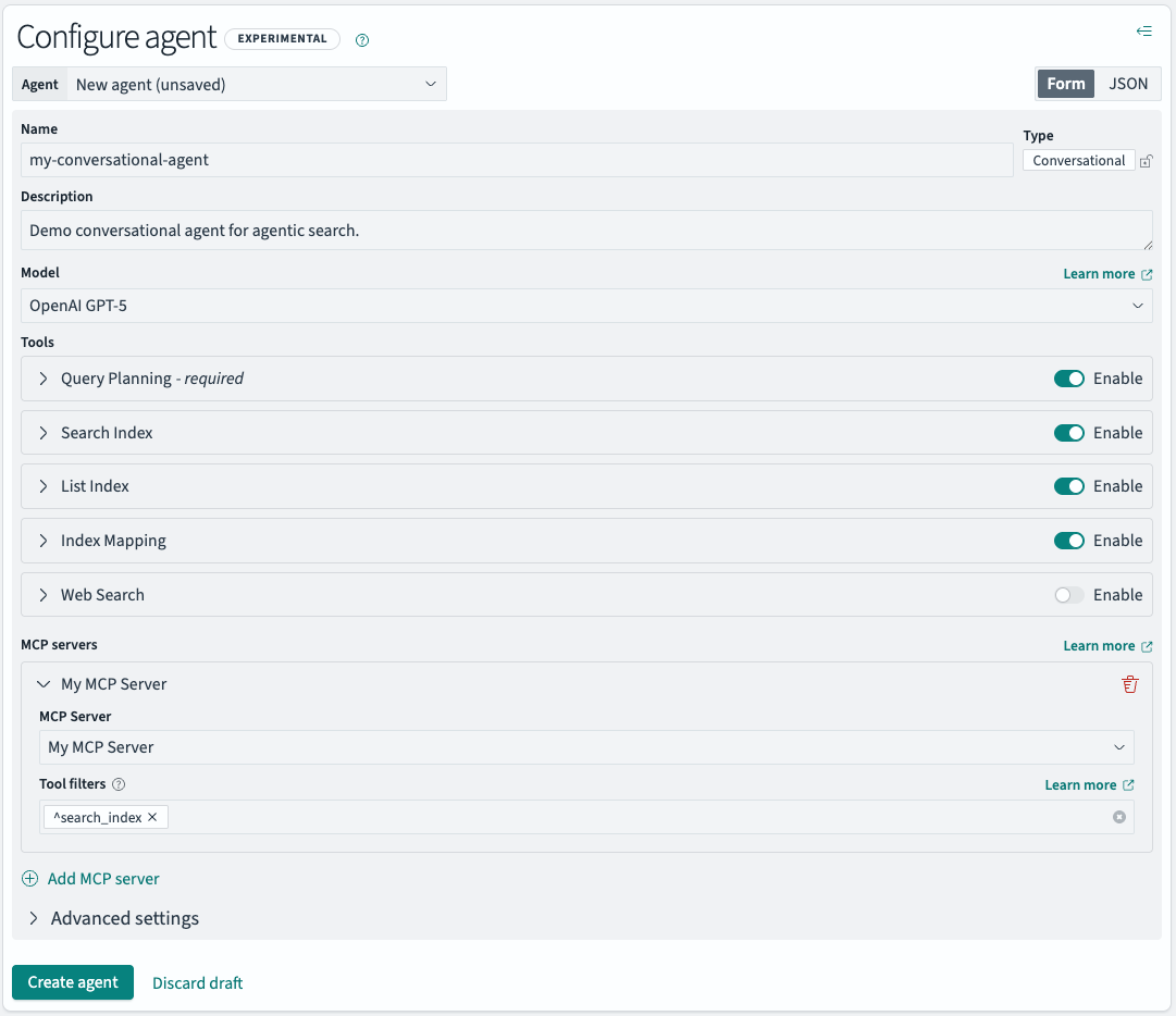 Agent configuration