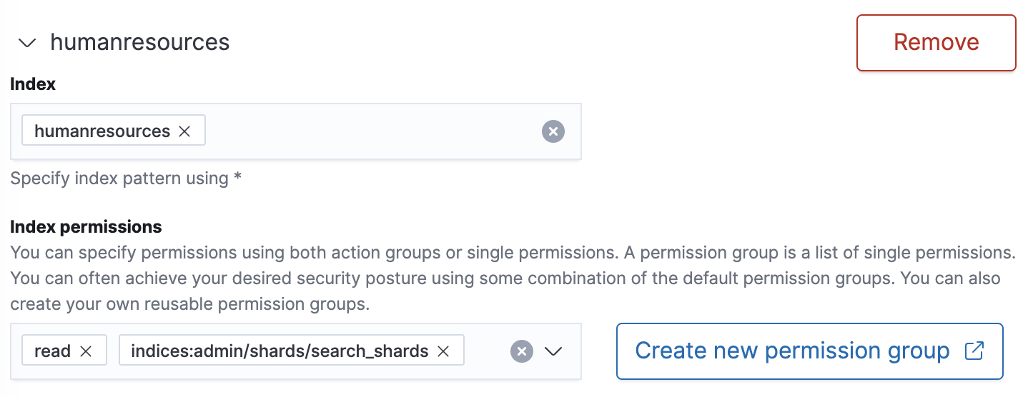 OpenSearch Dashboards panel for creating a cross-cluster search role