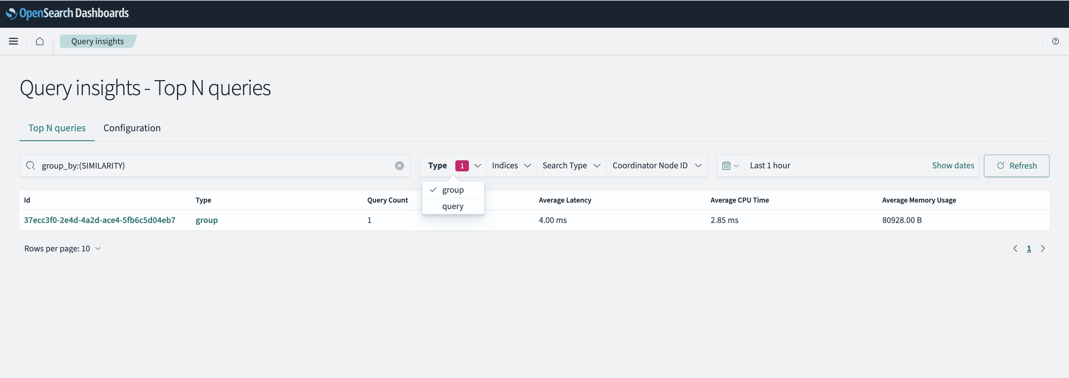 Column Display for Group Selected