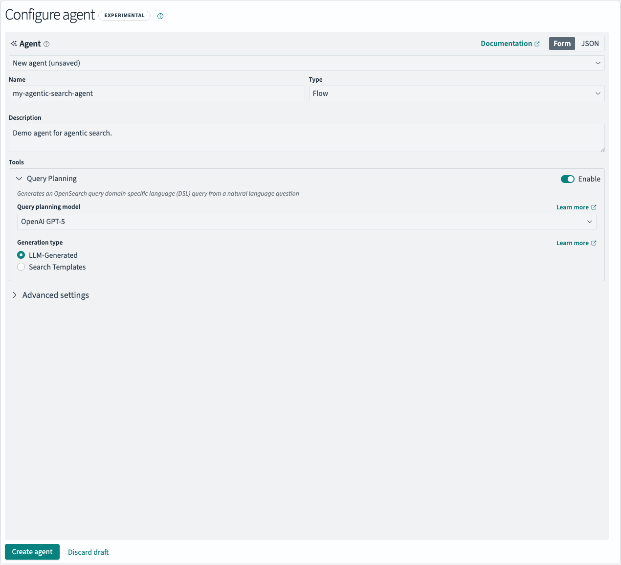 Agent configuration