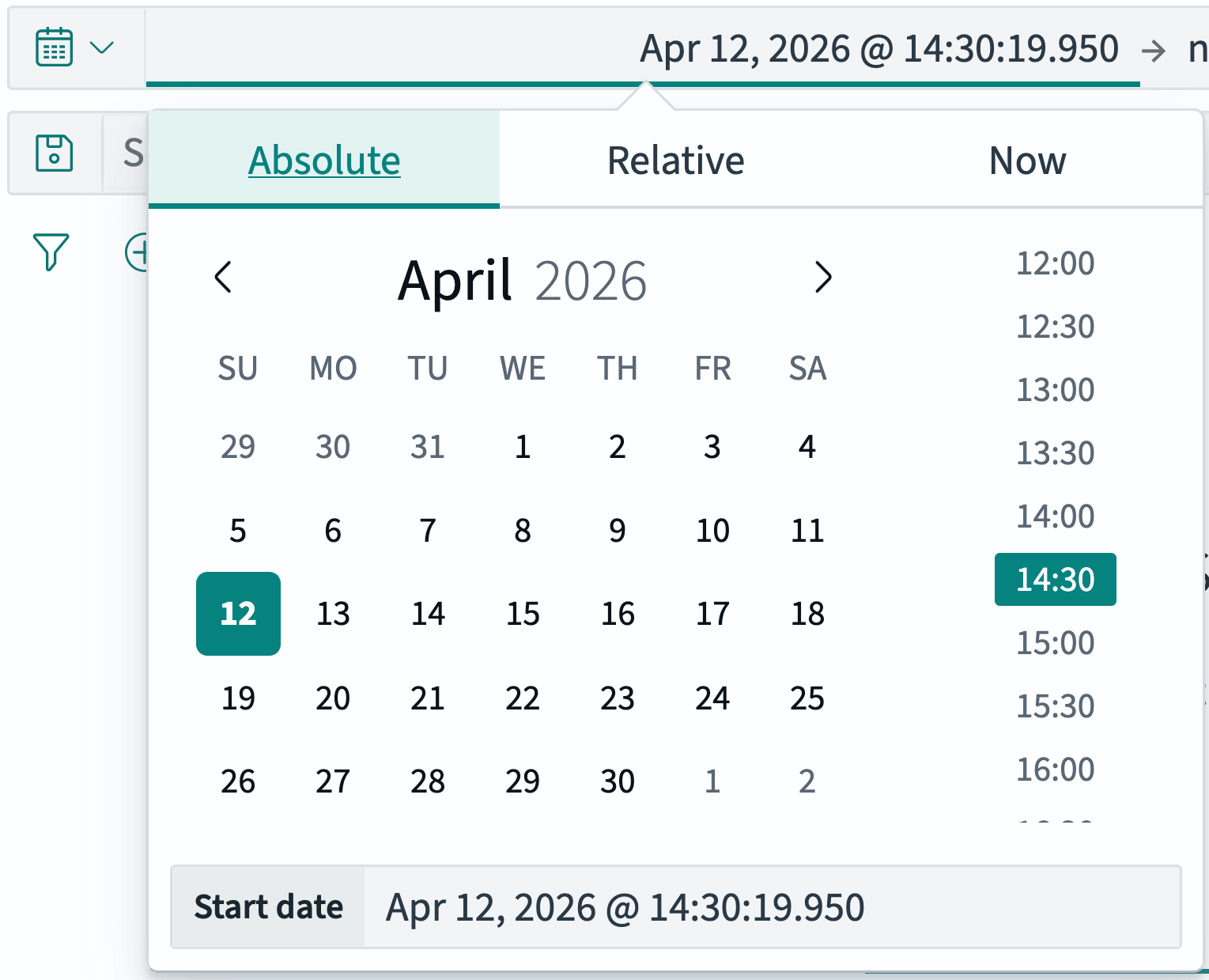 Absolute time filter