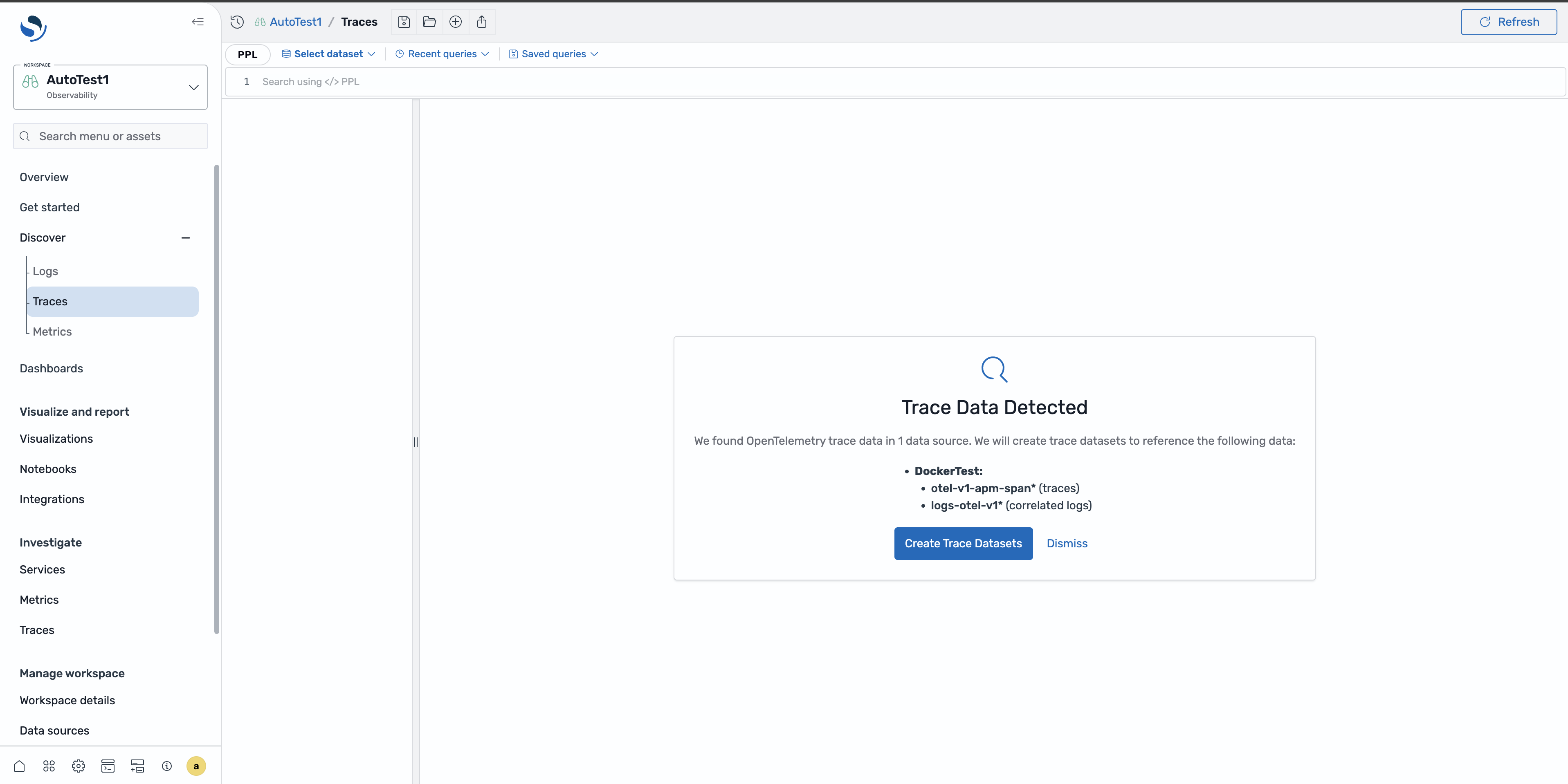 Auto-create trace datasets